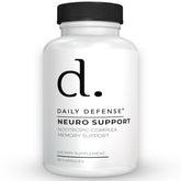 Daily Defense brain-support bottle with capsules for focus and memory potential.