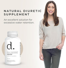 Daily Defense three-bottle diuretic pills pack shows visible capsules for daily balance.