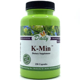 Daily Manufacturing K-Min capsule closeup, vegan calcium source for daily nutrition.