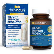 Daily Nouri Weight Health bottle showcases probiotic formula for weight management.