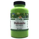 Daily Manufacturing Dolomite bottle and label showing clean, allergen-free supplement packaging.