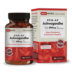 DailyNutra KSM-66 Ashwagandha bottle front view for focus and energy.