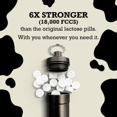 DairyPill label close-up highlights clean-label, gluten-free, non-GMO formulation.