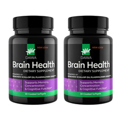 Daiwa Brain Omega-3 softgel bottle supports daily cognitive focus.