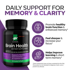 Daiwa Brain Omega-3 softgel being poured for convenient daily use.