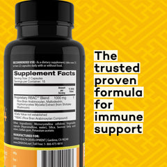 Close-up of PeakImmune4 label highlighting RBAC rice bran benefits.