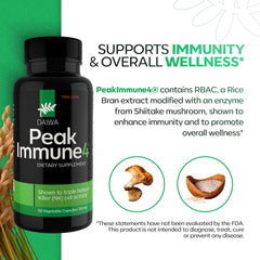 Daiwa PeakImmune4 RBAC capsules close-up highlighting rice bran origin.