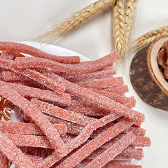 Unrolled hawthorn berry strips ready to enjoy.