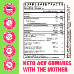 Damicest Apple Cider Vinegar Gummies label showing The Mother and probiotics for gut balance.
