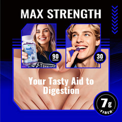 DANEW Pro blueberry gummy closeup emphasizes tasty, sugar-free fiber support.