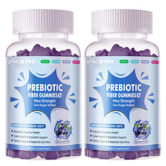 DANEW Pro prebiotic fiber gummies blueberry two-pack bottle front for daily digestive support.