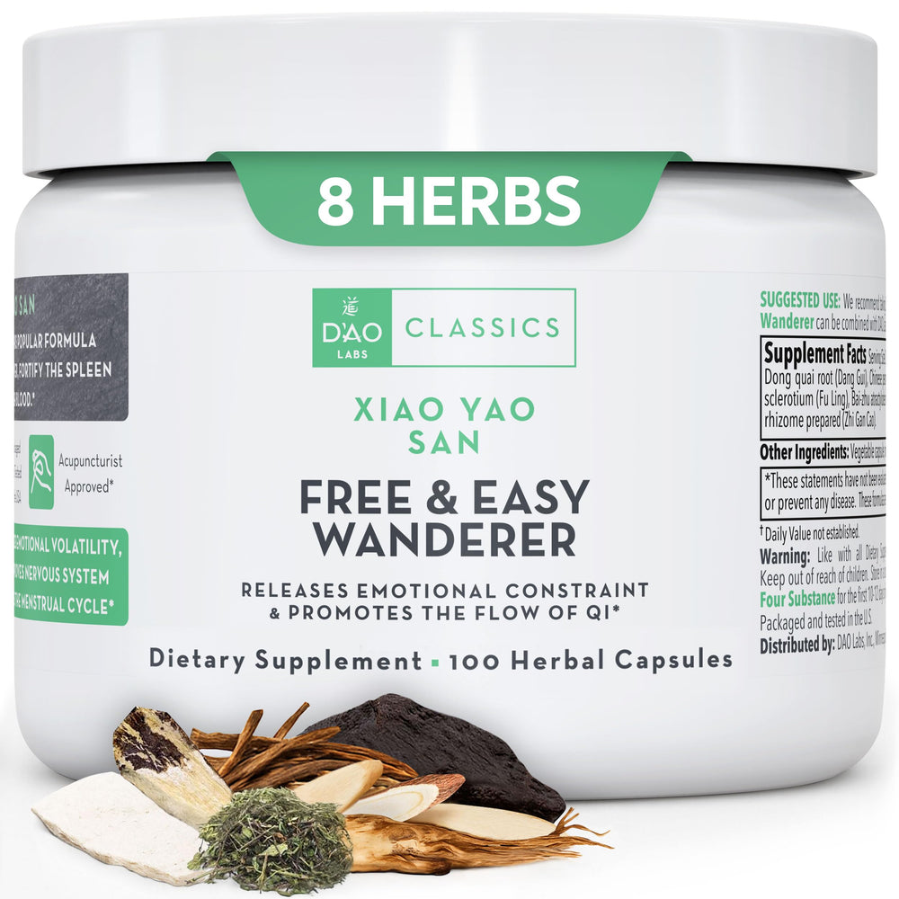 DAO Labs Free & Easy Wanderer bottle front view for calming support.