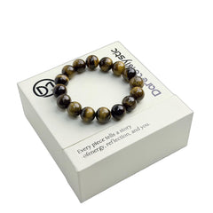 Dare to Mystic tiger's eye 12mm beads showcase natural chatoyance and warmth.