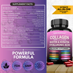 Darkingwings capsules in hand showcasing easy-to-swallow beauty capsules.