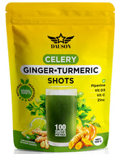 DAUSON Celery Ginger Turmeric Shot bottle, ready to mix for daily hydration and digestion.