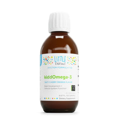 DAVINCI KiddOmega-3 bottle pour shows kid-friendly omega-3 with focus support