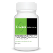 DaVinci Magnesium Glycinate bottle front view highlighting stomach-friendly formula.