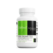 DAVINCI Saw Palmetto bottle front with gluten-free capsules for daily support.