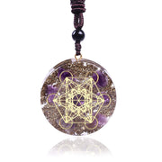 Day Day Up Metatron Cube orgonite pendant close-up for energy balance and style.