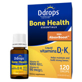 Ddrops Bone Health bottle front view showing D3 and K2 support for bones.