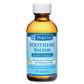 De La Cruz Soothing Balsam bottle pour promotes quick relaxation.