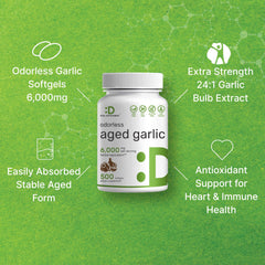 DEAL SUPPLEMENT aging garlic process label shows natural aging up to two years