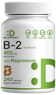 Deal Supplement B2 with magnesium bottle front view highlighting daily energy support