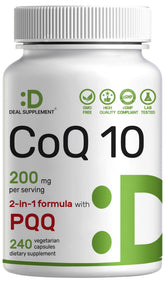 DEAL SUPPLEMENT CoQ10 with PQQ dosage: easy-to-swallow veggie capsules for daily energy potential