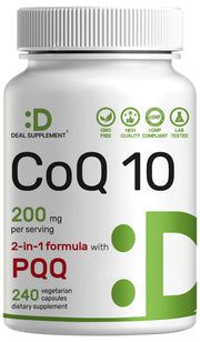 DEAL SUPPLEMENT CoQ10 with PQQ dosage: easy-to-swallow veggie capsules for daily energy potential