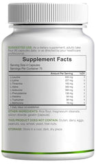Close-up of DEAL SUPPLEMENT EAA label showing ingredients and third-party testing.