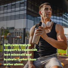 DEAL SUPPLEMENT Electrolytes powder nutrition label closeup showing potassium per serving.
