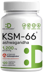 DEAL SUPPLEMENT KSM66 Ashwagandha bottle highlighting full-spectrum root extract