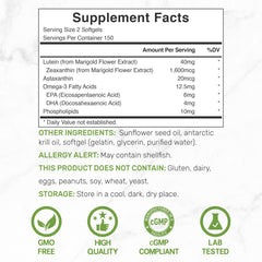 DEAL SUPPLEMENT lutein-zeaxanthin softgels label closeup highlighting the formula