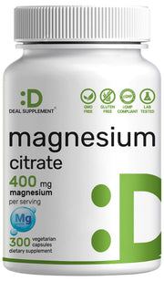DEAL SUPPLEMENT Magnesium Citrate bottle front view highlighting high absorption