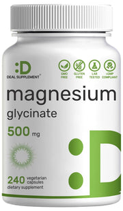 Deal Supplement magnesium glycinate 500mg bottle enables easy daily intake.