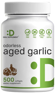 DEAL SUPPLEMENT odorless aged garlic bottle front view supports daily heart health