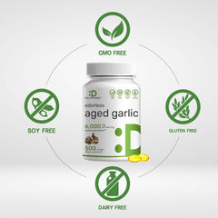 DEAL SUPPLEMENT odorless aged garlic extract dropper highlights 24:1 concentration