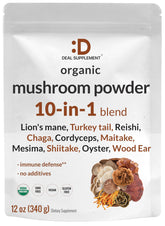 DEAL SUPPLEMENT organic mushroom powder bottle for daily immune and energy support