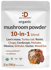 DEAL SUPPLEMENT organic mushroom powder bottle for daily immune and energy support
