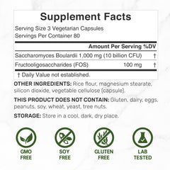 DEAL SUPPLEMENT Saccharomyces boulardii capsules with 10B CFU for gut support.