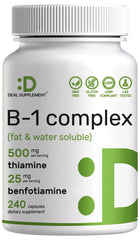 Deal Supplement Vitamin B1 500mg bottle supports energy metabolism and nutrient uptake.