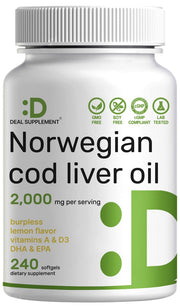 DEAL SUPPLEMENT wild-caught cod liver oil bottle, a natural omega-3 source