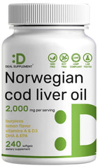 DEAL SUPPLEMENT wild-caught cod liver oil bottle, a natural omega-3 source
