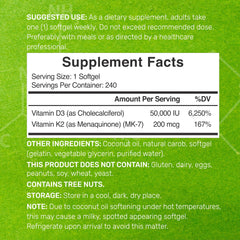 DEAL SUPPLEMENT label closeup highlighting D3 and MK7 concentrations.