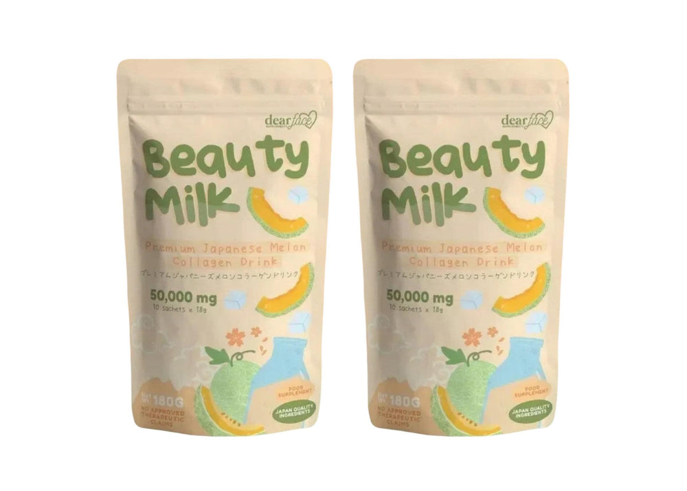 Dear Face Beauty Milk Melon Drink bottle front, refreshing flavor with hydrolyzed collagen.