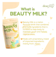 Dear Face Beauty Milk Melon Drink sachet pack, convenient for on the go hydration.