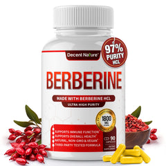DECENT NATURE Berberine HCL 1800mg bottle with capsules for overall wellness support
