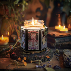DECOPIRE Tarot Cat Protection Crystal Candle amber and sandalwood scent for relaxing evenings