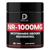 DEDICAD NAD bottle-front shows premium NR and trans-resveratrol formula for daily vitality.