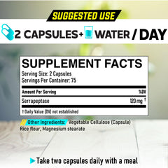 DEDICAD Serrapeptase pill close-up highlighting easy-to-swallow capsules.